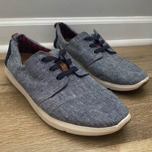 Toms Del Ray Heather Jersey Lightweight Lace Up Sneakers in Alaskan Blue